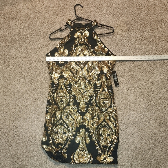 VENUS Gold and Black Embellished Sleeveless Dress - Picture 1 of 5